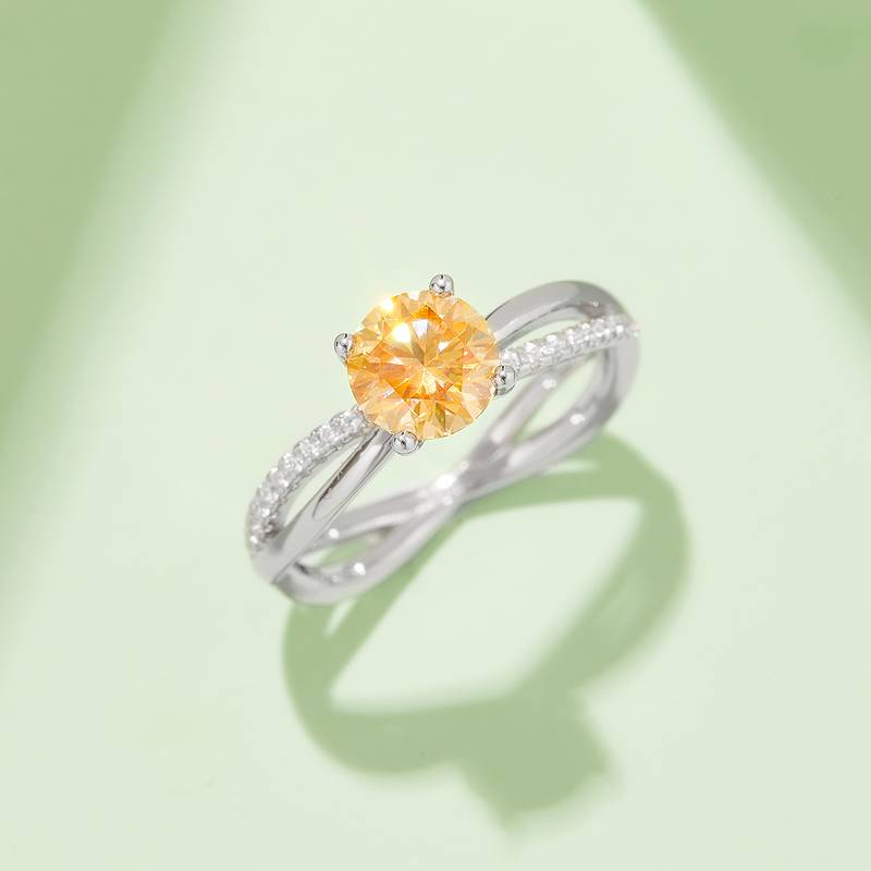 双臂刘诗诗同款S925银镀白金MoissaniteWomen's Ring1ctD级
